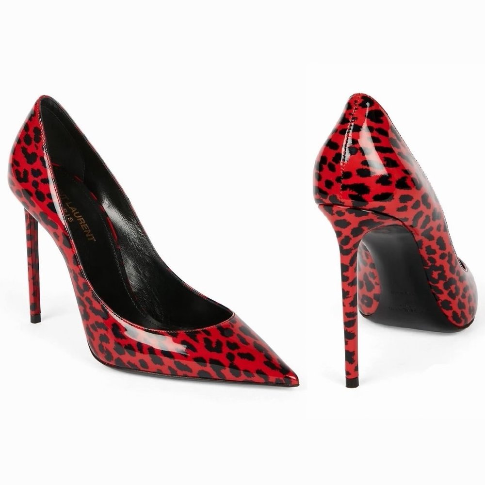Saint Laurent ZOE Leopard Print Leather Pumps
